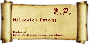 Milkovich Patony névjegykártya
